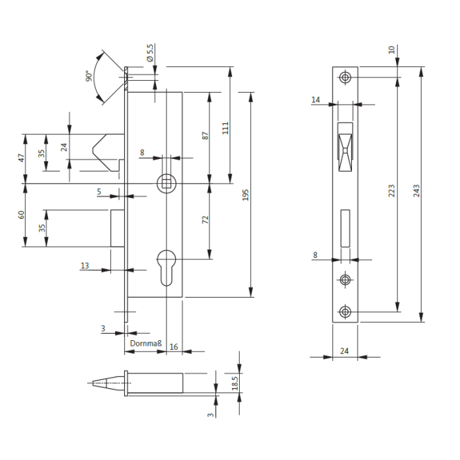 Schiebetürschloss 1205H