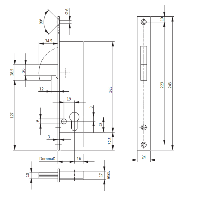 Schiebetürschloss 1205SRH