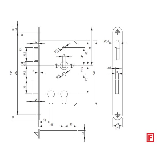Feuerschutztürschloss 2327